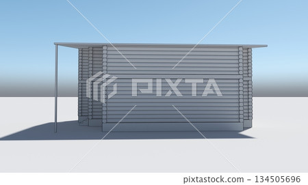 exterior of a country house, cottage, visualization, 3D illustration 134505696