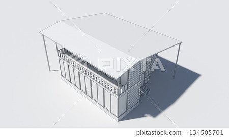 exterior of a country house, cottage, visualization, 3D illustration exterior of a country house, cottage, visualization, 3D illustration 134505701