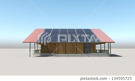 exterior of a country house, cottage, visualization, 3D illustration exterior of a country house, cottage, visualization, 3D illustration 134505725