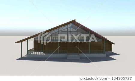 exterior of a country house, cottage, visualization, 3D illustration exterior of a country house, cottage, visualization, 3D illustration 134505727