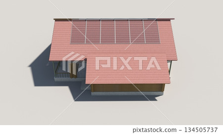 exterior of a country house, cottage, visualization, 3D illustration exterior of a country house, cottage, visualization, 3D illustration 134505737