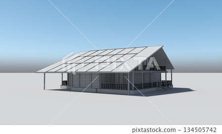 exterior of a country house, cottage, visualization, 3D illustration 134505742