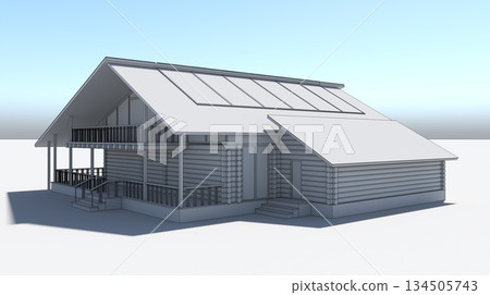 exterior of a country house, cottage, visualization, 3D illustration 134505743