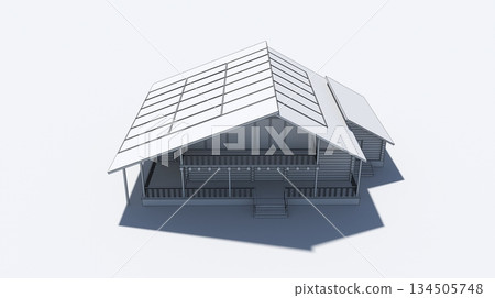 exterior of a country house, cottage, visualization, 3D illustration exterior of a country house, cottage, visualization, 3D illustration 134505748