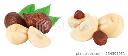 Salak snake fruit isolated on white background with full depth of field Salak snake fruit isolated on white background with full depth of field 134505951