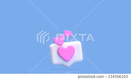 Floating Heart Notification Icon for Love and Social Media Concept 3d render. 134506103