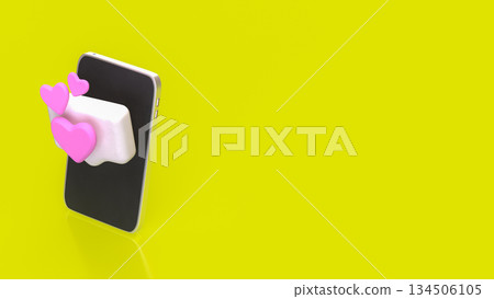 Love Message Notification on Smartphone Social Media Concept 3d render. 134506105