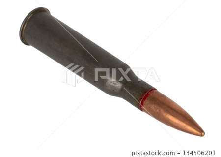 7.62x54R Mosin-Nagant cartridge isolated on the white 134506201