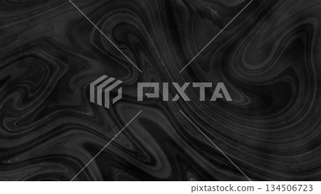 Black tone fluid marbled abstract background material 134506723