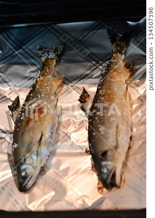 Delicious sweetfish grilled with salt Delicious sweetfish grilled with salt 134507396