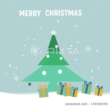 colorful christmas tree on snow background 134508349