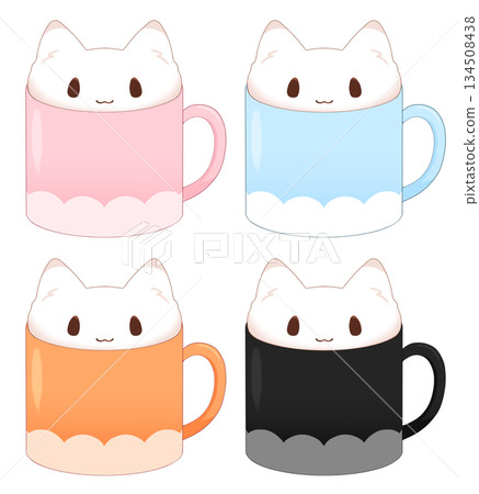 Illustration of a mug with a fox latte on it 134508438