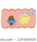 Hand-drawn cute good bacteria carrying stool 134508459