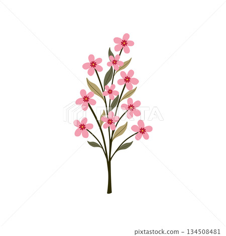 Cute Hand Drawn Cartoon Pink Flower 134508481