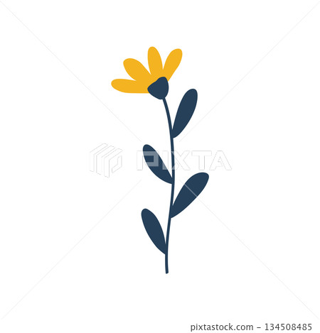 Hand drawn yellow flower design 134508485
