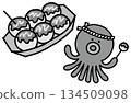章魚燒和章魚角色單色 134509098
