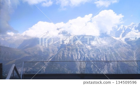 Lauterbrunnen, Switzerland - August 12 2022: View From Swiss Skyline Lauterbrunnen, Switzerland - August 12 2022: View From Swiss Skyline 134509596