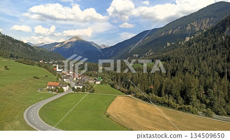 Chur, Switzerland - August 11 2022: View From Bernina Express from Tirano Italy Chur, Switzerland - August 11 2022: View From Bernina Express from Tirano Italy 134509650