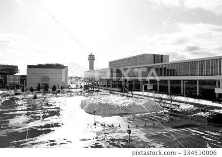 Winter "New Chitose Airport" International Terminal and vacant B Parking Lot "Black and White" 134510006