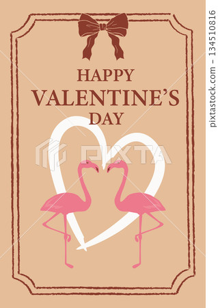 Valentine's Day card design template: Flamingo couple Valentine's Day card design template: Flamingo couple 134510816
