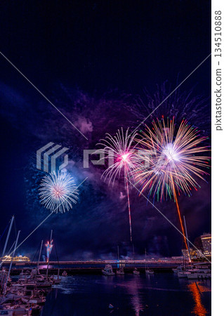 (靜岡縣)熱海的夜景100萬美元和海上煙花 (靜岡縣)熱海的夜景100萬美元和海上煙花 134510888