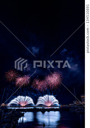 (靜岡縣)熱海的夜景100萬美元和海上煙花 (靜岡縣)熱海的夜景100萬美元和海上煙花 134510891
