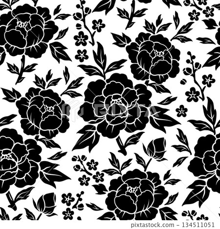 牡丹花無縫圖案 134511051