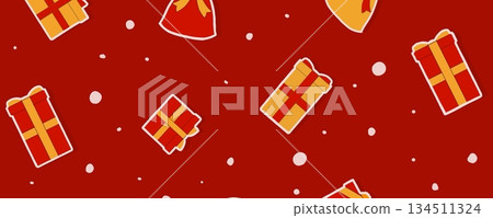 紅色和黃色聖誕禮物橫幅 紅色和黃色聖誕禮物橫幅 134511324