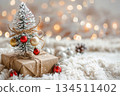 Small Christmas tree and decorations 134511402