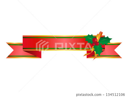聖誕絲帶邊框插圖圖示橫幅素材，無文字 134512106