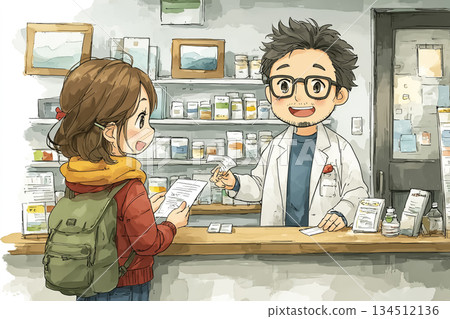 男藥劑師遞送處方藥 | 藥局與醫療服務圖片 134512136