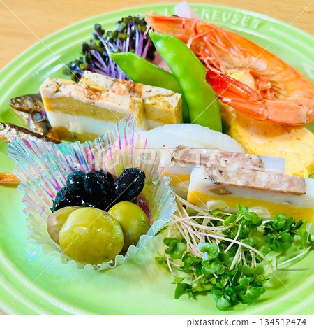 Traditional New Year's dishes served on a plate Traditional New Year's dishes served on a plate 134512474