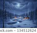 Snow mountain in the evening 134512624