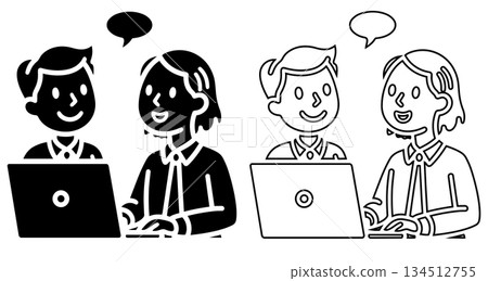Two Professionals Working Together on Laptop Two Professionals Working Together on Laptop 134512755