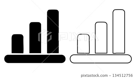 Black and white bar chart with rounded tops on a base Keywords: bar chart, graph, data Black and white bar chart with rounded tops on a base Keywords: bar chart, graph, data 134512756