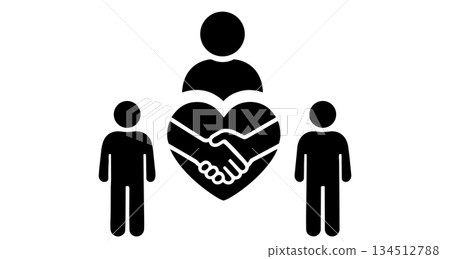 Family Unity Symbol with Heart and Holding Hands Family Unity Symbol with Heart and Holding Hands 134512788