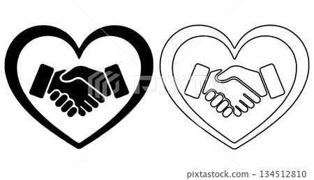 Handshake inside heart symbolizing partnership and trust Handshake inside heart symbolizing partnership and trust 134512810