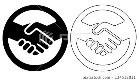 Handshake Symbol in Circle Icon for Business Partnership Handshake Symbol in Circle Icon for Business Partnership 134512811