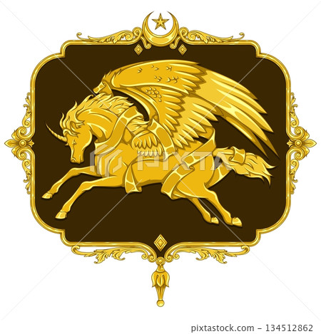 Winged Pegasus with a Ribbon and Victorian Decor 134512862