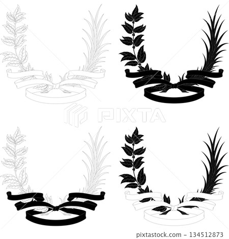 Heraldic plants tied with ribbon 134512873