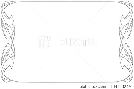 單色手繪裝飾框。白色底，黑色邊框。 134513249