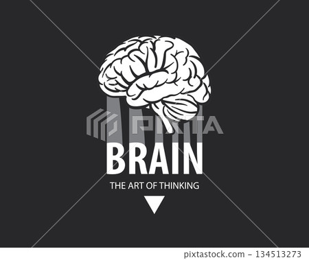 Vector logo with hand-drawn brain 134513273