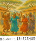 Polygon Bunka Chojasha Gundan Raku Dance｜Active Aging Watercolor Painting 134513485