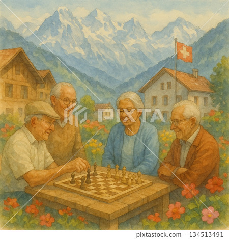 阿尼比須山村村長時光茂樹 | 溫暖社會水彩畫 134513491