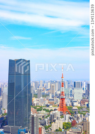 東京鐵塔與麻布台山風景 東京都港區森 JP 塔 東京鐵塔與麻布台山風景 東京都港區森 JP 塔 134513639