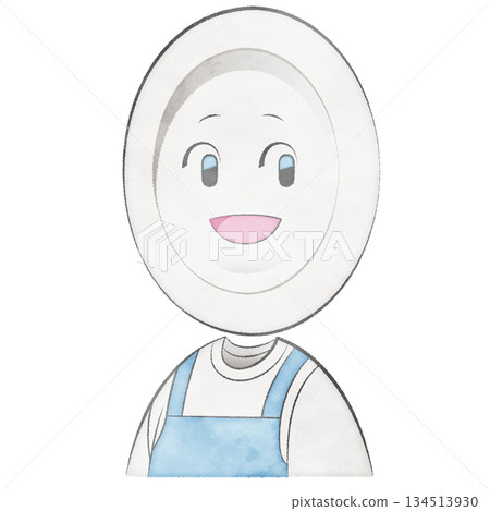 Plate character wearing an apron (smiling) Plate character wearing an apron (smiling) 134513930
