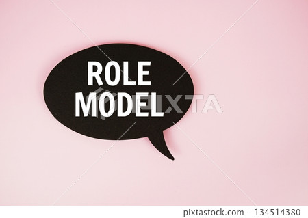 Role Model text with speech bubble top view on pink background 134514380