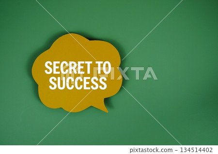 Secret To Success text with speech bubble top view on green background 134514402