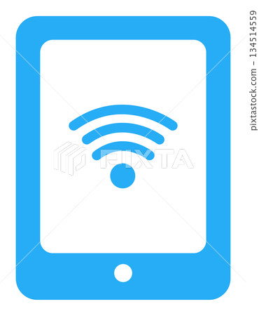 Flat icon of a tablet device communicating via Wi-Fi Flat icon of a tablet device communicating via Wi-Fi 134514559