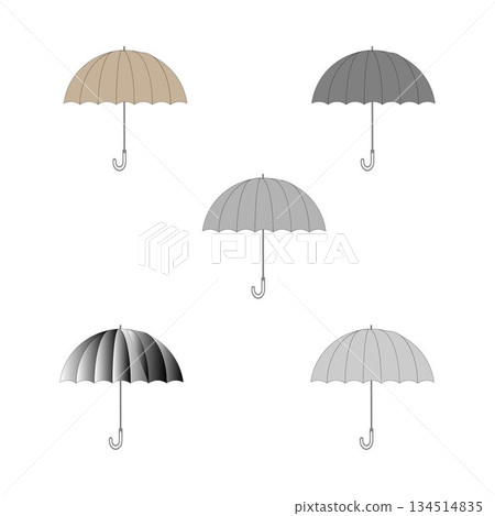 Five Umbrellas In Various Greys And Beige For Rainy Day Fashion And Weather Accessory Five Umbrellas In Various Greys And Beige For Rainy Day Fashion And Weather Accessory 134514835